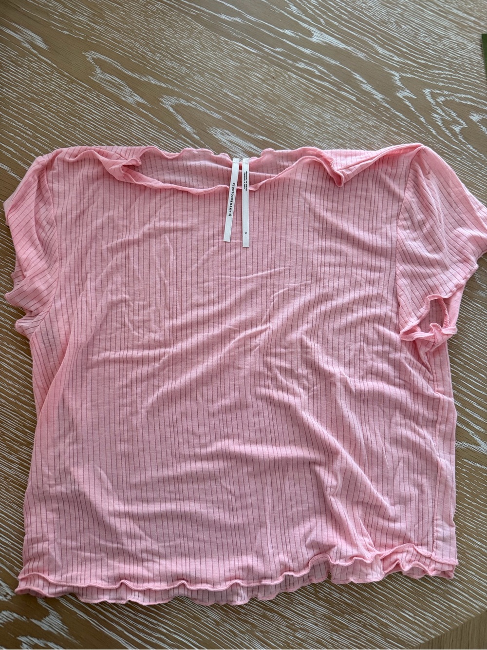 Anthropologie Pink Ribbed Short Sleeve Top